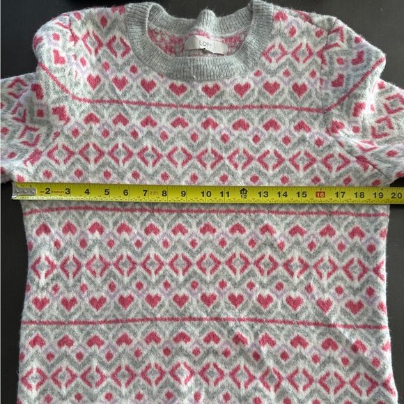 Ann Taylor LOFT Heart Sweater Long Blouson Sleeve Round Neck Comfy Cozy Top - Picture 10 of 13